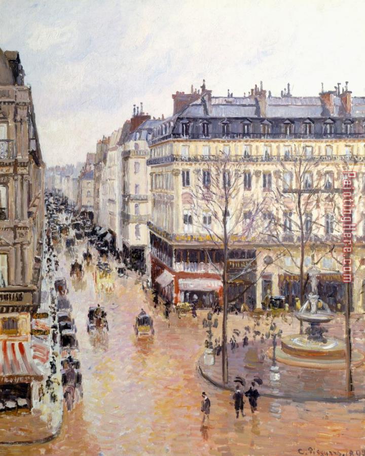 Camille Pissarro Rue Saint Honore Afternoon Rain Effect